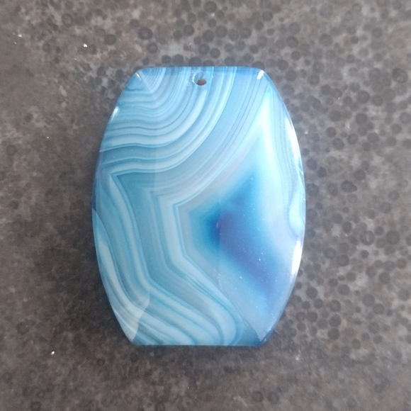 Blue And White Square Agate Pendant Gemstone - Picture 1 of 4